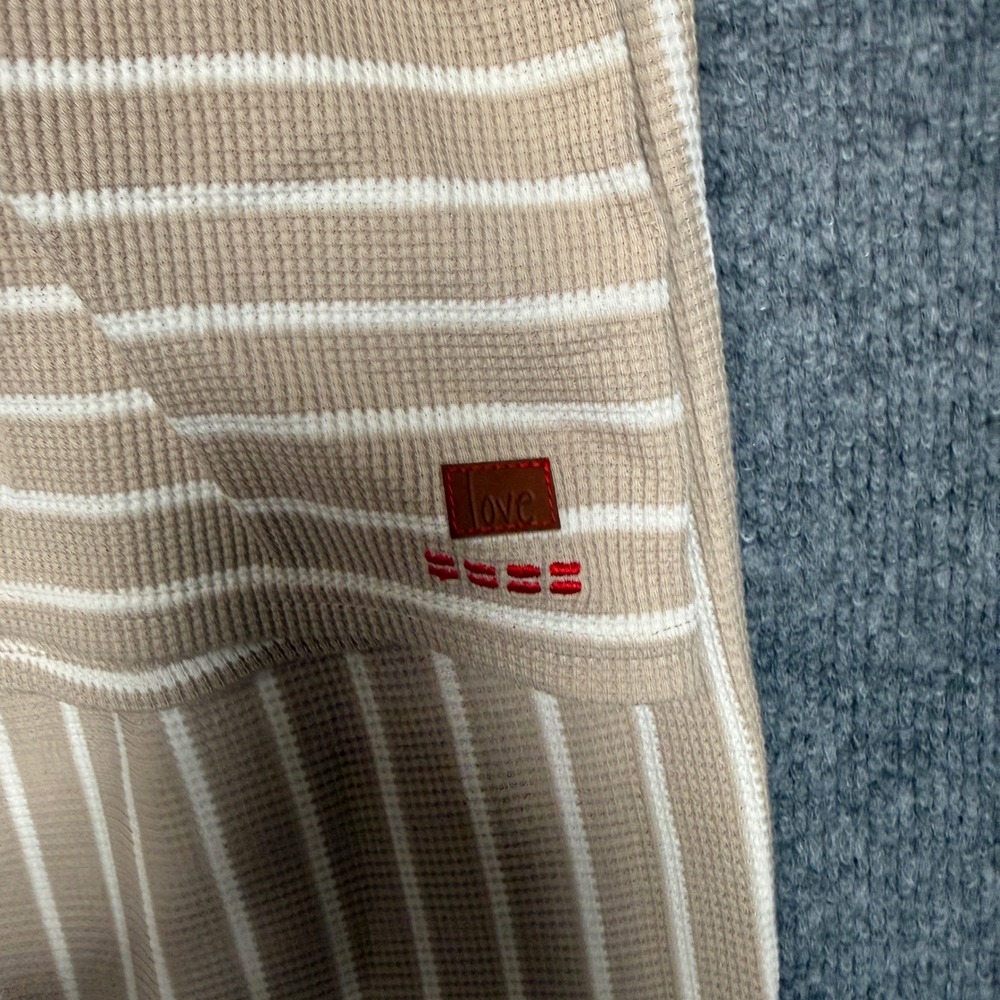 Peace Love World Plus 2X Top and Pant Set Neutral Stripe Waffle Honeycomb Knit - Picture 5 of 16
